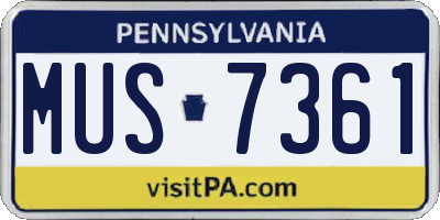 PA license plate MUS7361