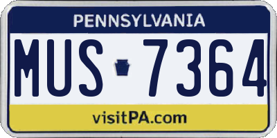 PA license plate MUS7364