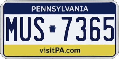 PA license plate MUS7365