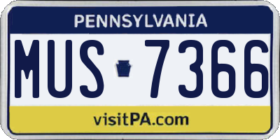 PA license plate MUS7366