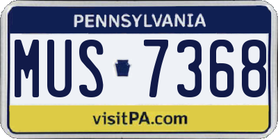PA license plate MUS7368