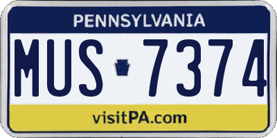 PA license plate MUS7374