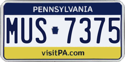 PA license plate MUS7375