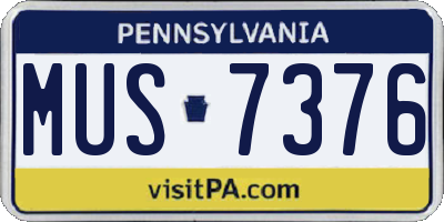 PA license plate MUS7376