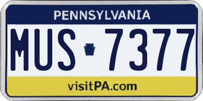 PA license plate MUS7377