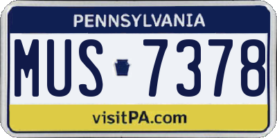 PA license plate MUS7378
