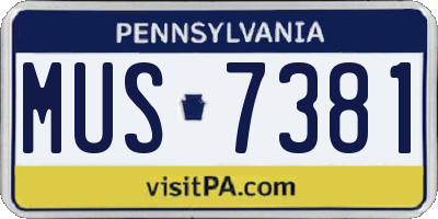 PA license plate MUS7381