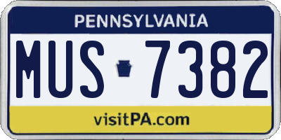 PA license plate MUS7382