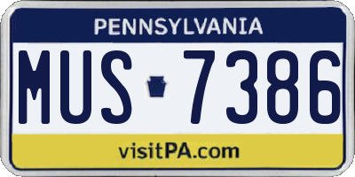 PA license plate MUS7386