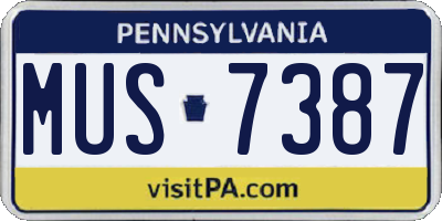 PA license plate MUS7387