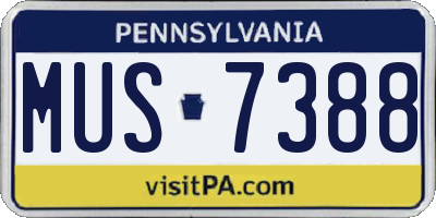 PA license plate MUS7388