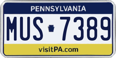 PA license plate MUS7389