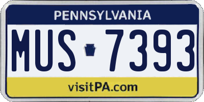 PA license plate MUS7393