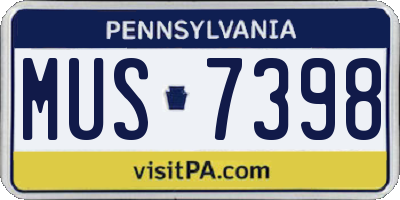 PA license plate MUS7398