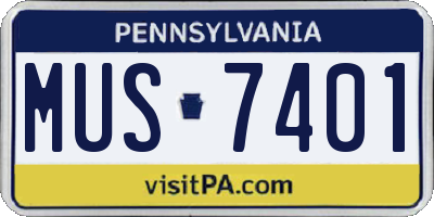 PA license plate MUS7401