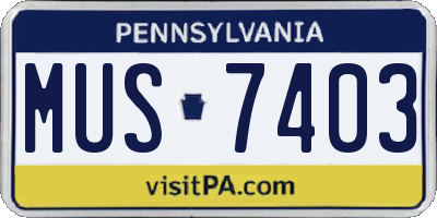 PA license plate MUS7403