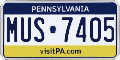 PA license plate MUS7405