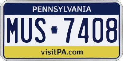 PA license plate MUS7408