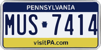 PA license plate MUS7414