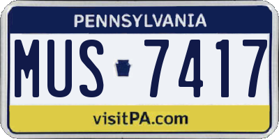 PA license plate MUS7417