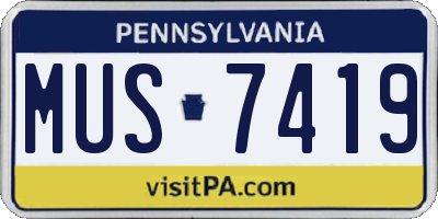 PA license plate MUS7419