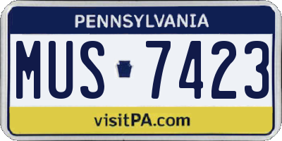 PA license plate MUS7423
