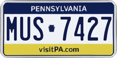 PA license plate MUS7427