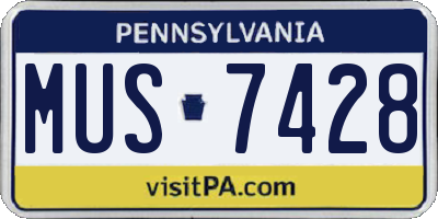 PA license plate MUS7428