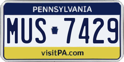 PA license plate MUS7429