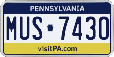 PA license plate MUS7430