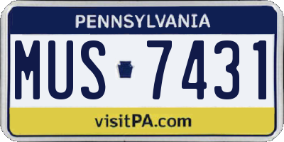 PA license plate MUS7431