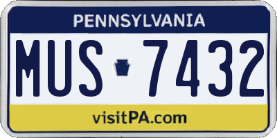 PA license plate MUS7432