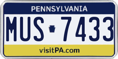 PA license plate MUS7433