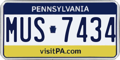 PA license plate MUS7434