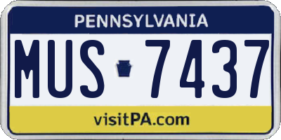 PA license plate MUS7437