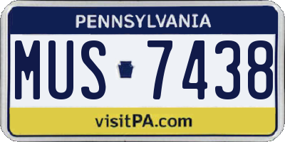 PA license plate MUS7438