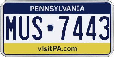 PA license plate MUS7443