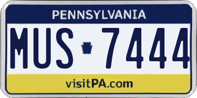 PA license plate MUS7444