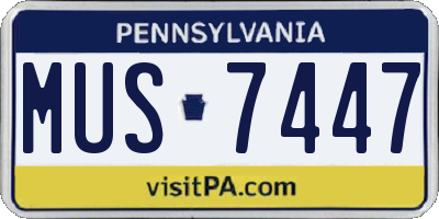 PA license plate MUS7447