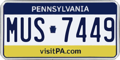 PA license plate MUS7449