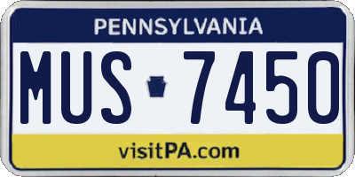 PA license plate MUS7450