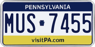 PA license plate MUS7455