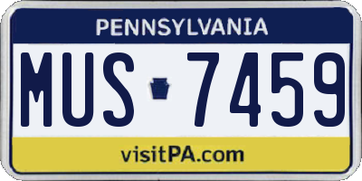 PA license plate MUS7459