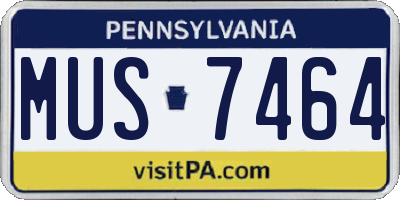 PA license plate MUS7464