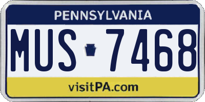 PA license plate MUS7468