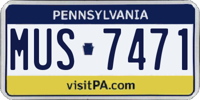 PA license plate MUS7471
