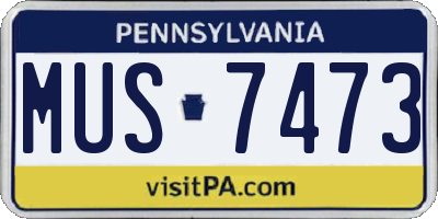 PA license plate MUS7473