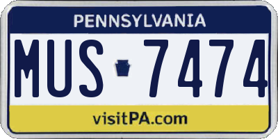 PA license plate MUS7474