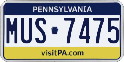 PA license plate MUS7475