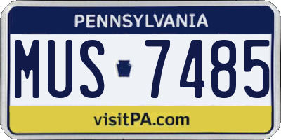 PA license plate MUS7485